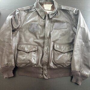 Mens Cooper Saddlery Brown Leather A-2 Bomber Jacket Size 46 USA Made